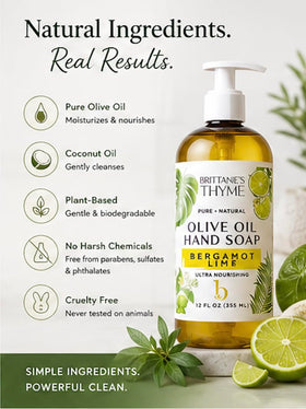 Brittanie's Thyme foam on hand demonstrating rich lather and gentle moisturizing