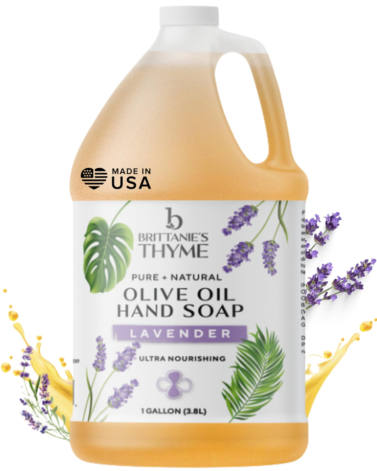 Brittanie's Thyme gallon front label showing lavender scent and benefits