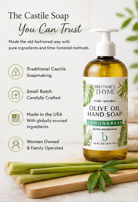 Brittanie's Thyme ingredients label shot showing organic oils and clean formula