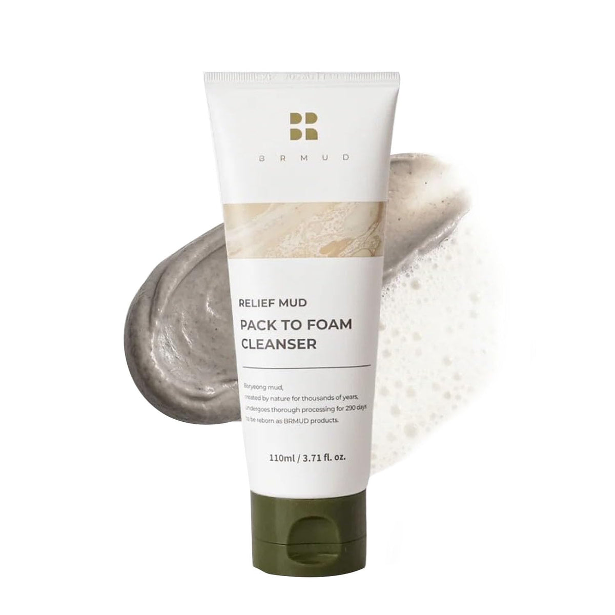 BRMUD front packaging showing product tube and calming design for clear skin