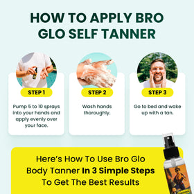 bro glo before after split face illustrating subtle natural tanning benefit