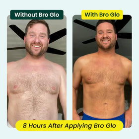 bro glo darker face application detail showing natural-looking tone and smooth finish