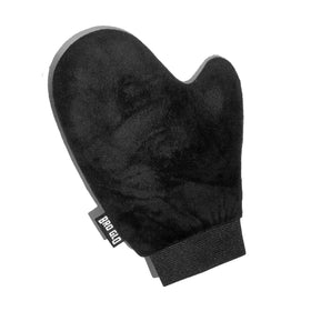 bro glo size scale with bottle and mitt beside hand to show real-world dimensions