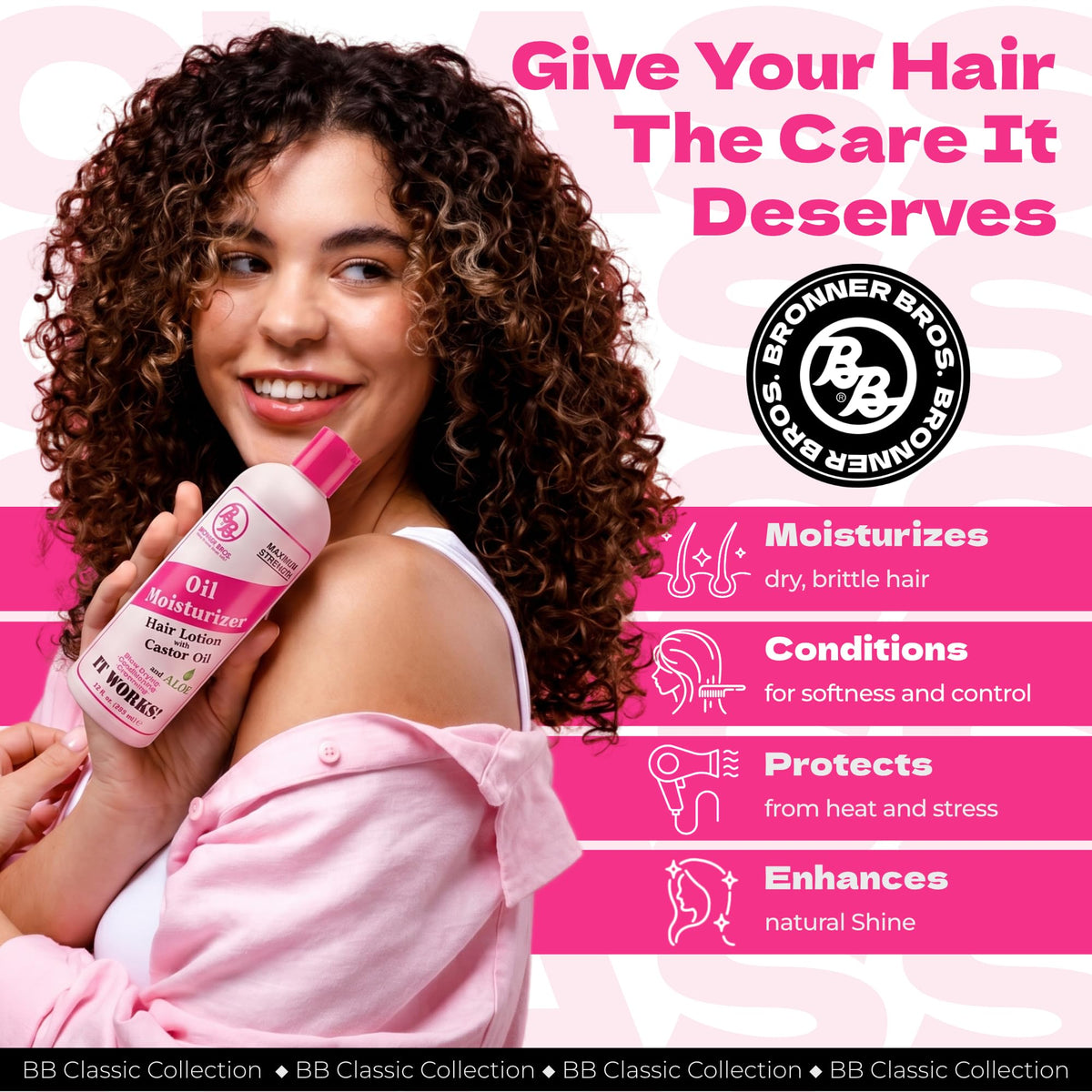 Bronner Bros lotion texture pouring to show lightweight, fast-absorbing feel