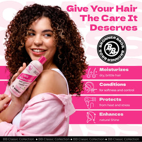 Bronner Bros lotion texture pouring to show lightweight, fast-absorbing feel