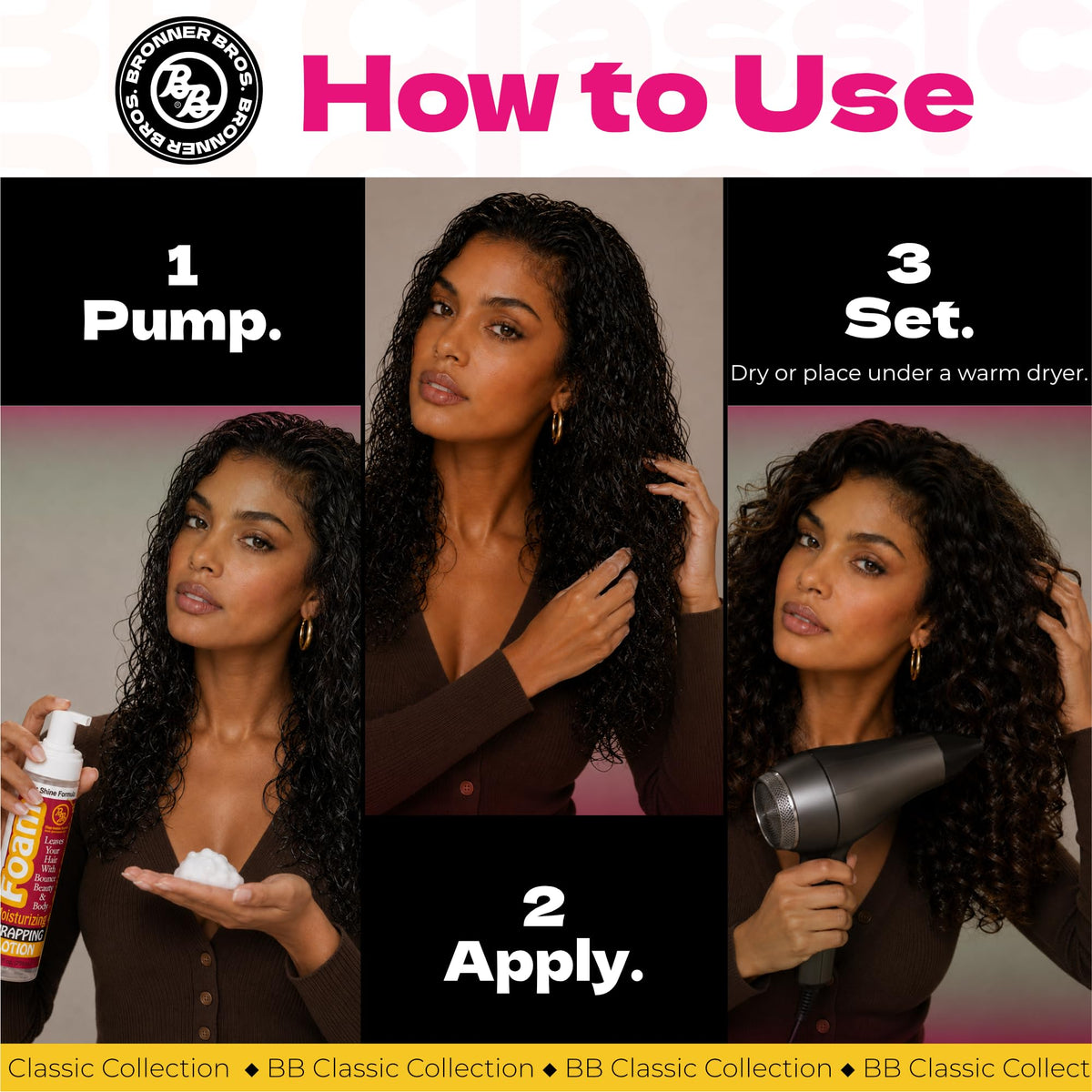 Bronner Bros finger-wave demo on natural hair showing defined waves and touchable movement
