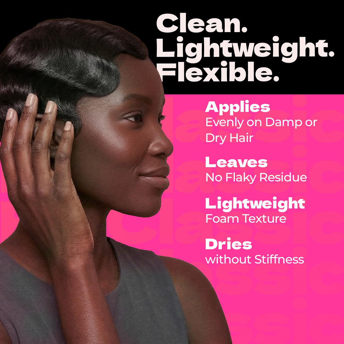 Bronner Bros mousse foam texture closeup for lightweight feel