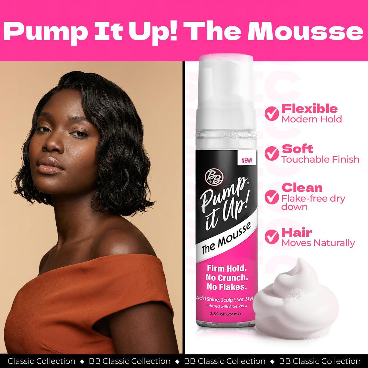 Bronner Bros before and after styling showing defined, polished hold