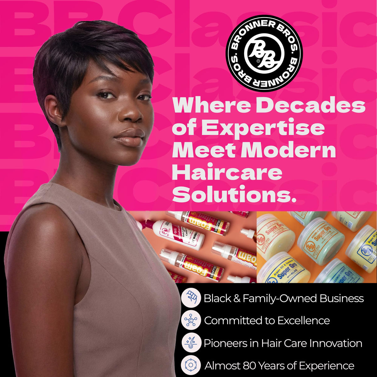 Bronner Bros bottle held in hand for size comparison and travel-friendly benefit