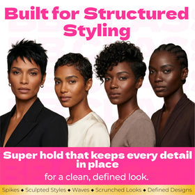 Bronner Bros styling in use by a barber achieving sculpted spikes