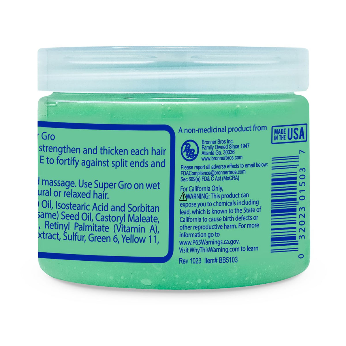 Bronner Bros jar on bathroom shelf in lifestyle scene indicating daily routine use