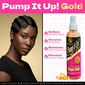 Bronner Bros hair texture after spray with polished, non-sticky finish