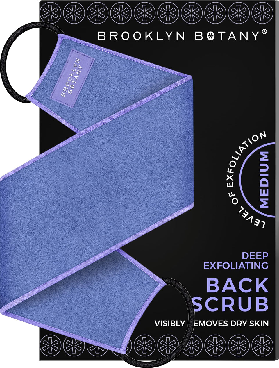 Brooklyn Botany front view of back scrubber showing handles and length for easy reach