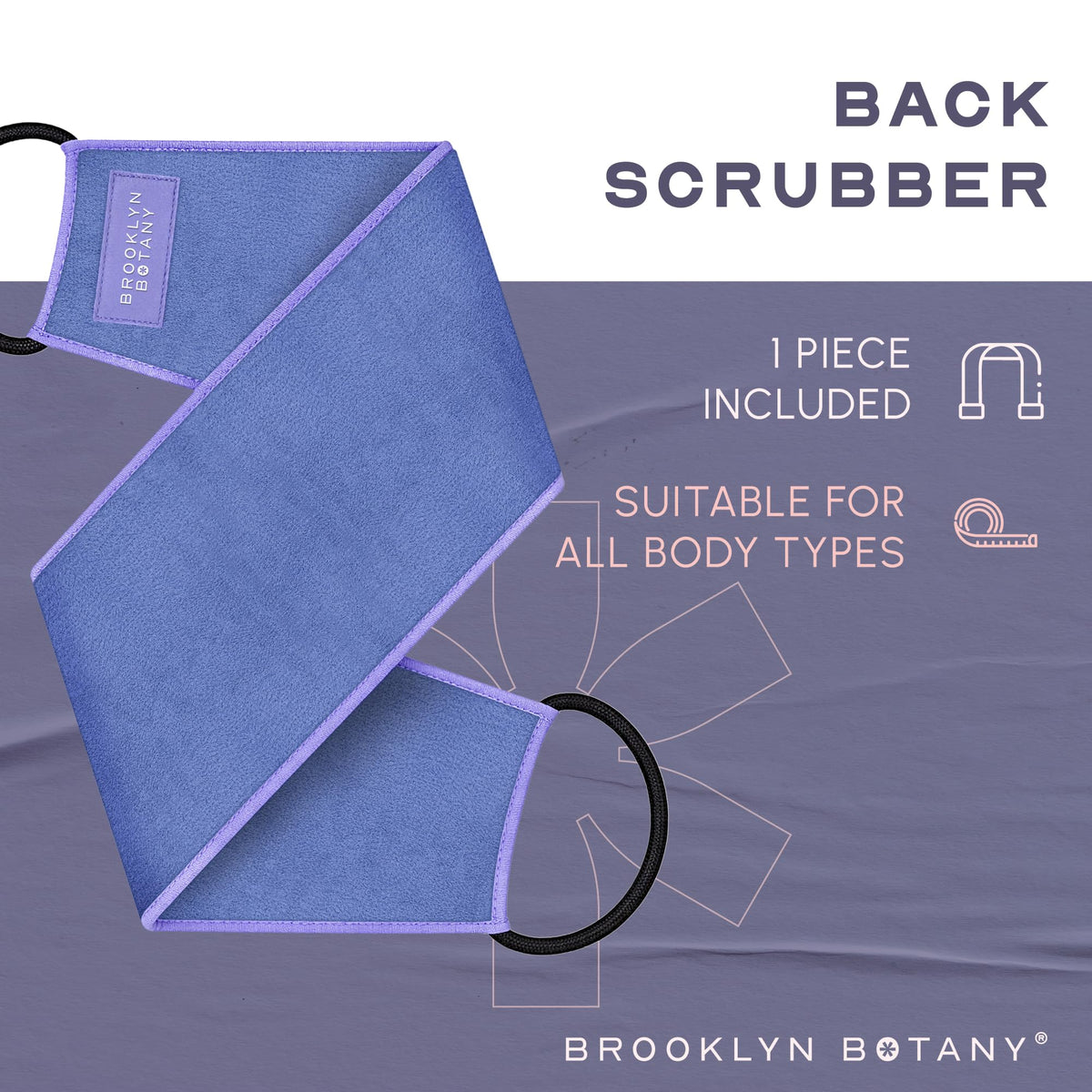 Brooklyn Botany back scrubber in use in shower demonstrating controlled massage benefit