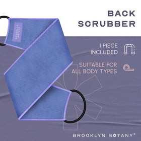 Brooklyn Botany back scrubber in use in shower demonstrating controlled massage benefit