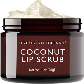 Brooklyn Botany jar front view showing coconut lip scrub for smooth lips