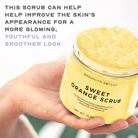 Product applied to hand demonstrating gentle buffing action, Brooklyn Botany smoothing benefit