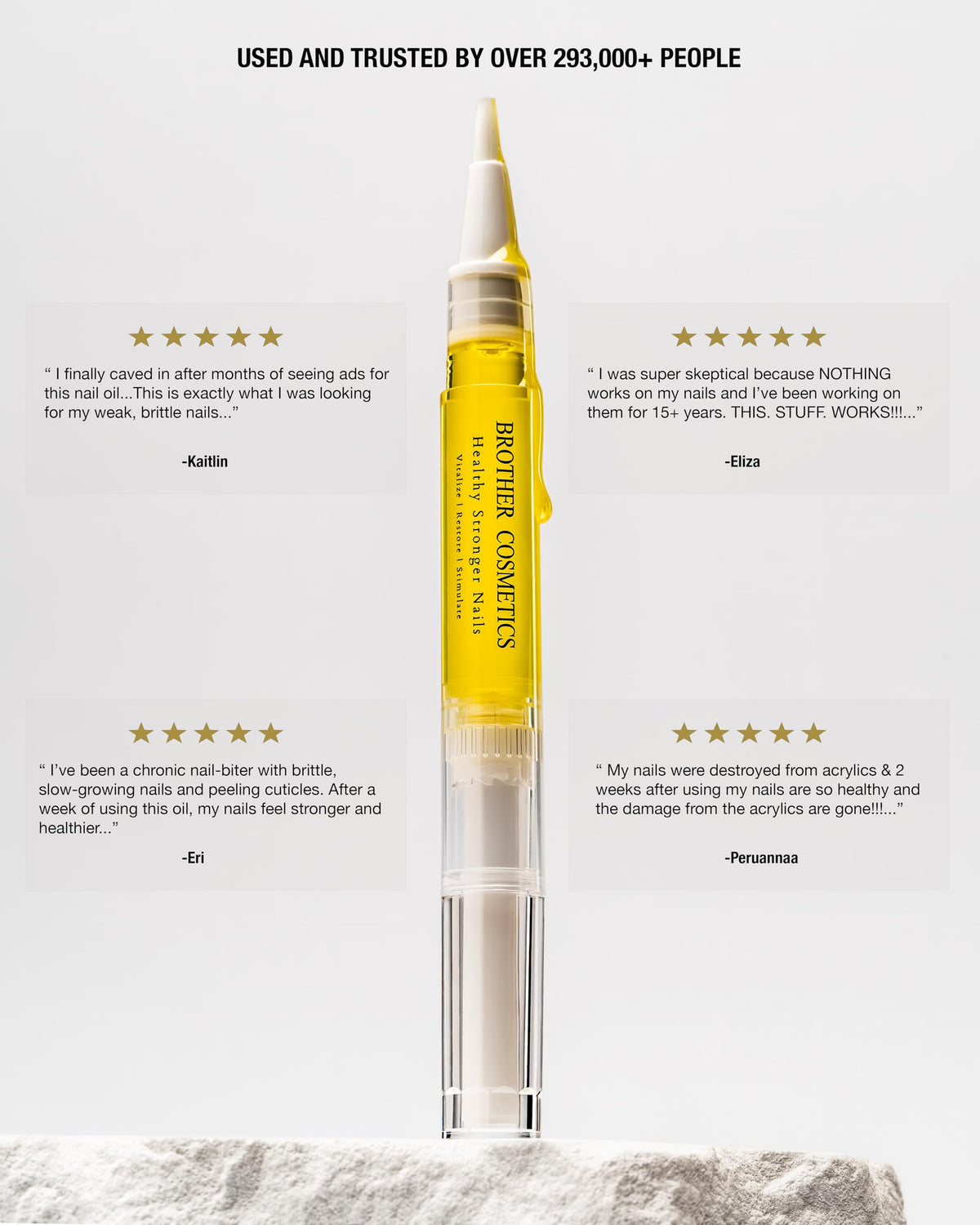 BROTHER lifestyle image applying oil to nails showing hydrated cuticles and confidence