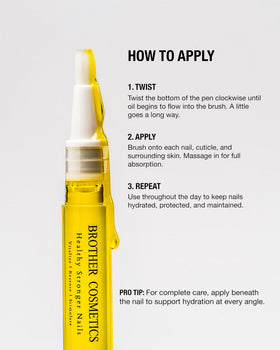 BROTHER oil texture on fingertip showing quick absorption and non-greasy feel