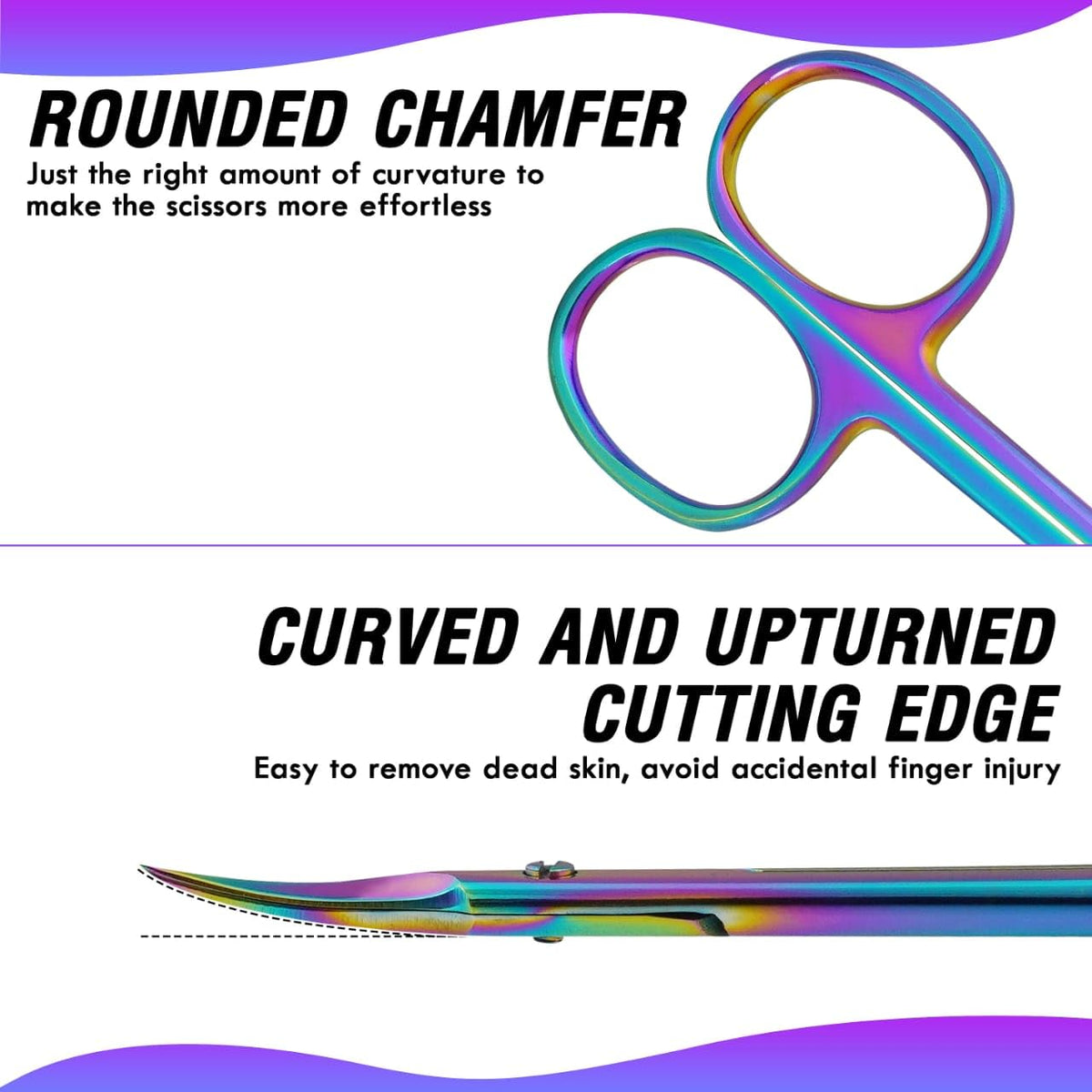 BROWBLOOM close-up of extra-sharp pointed blade for precise trimming benefit
