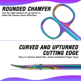 BROWBLOOM close-up of extra-sharp pointed blade for precise trimming benefit