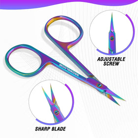 BROWBLOOM scissors next to a coin illustrating compact size for portability benefit