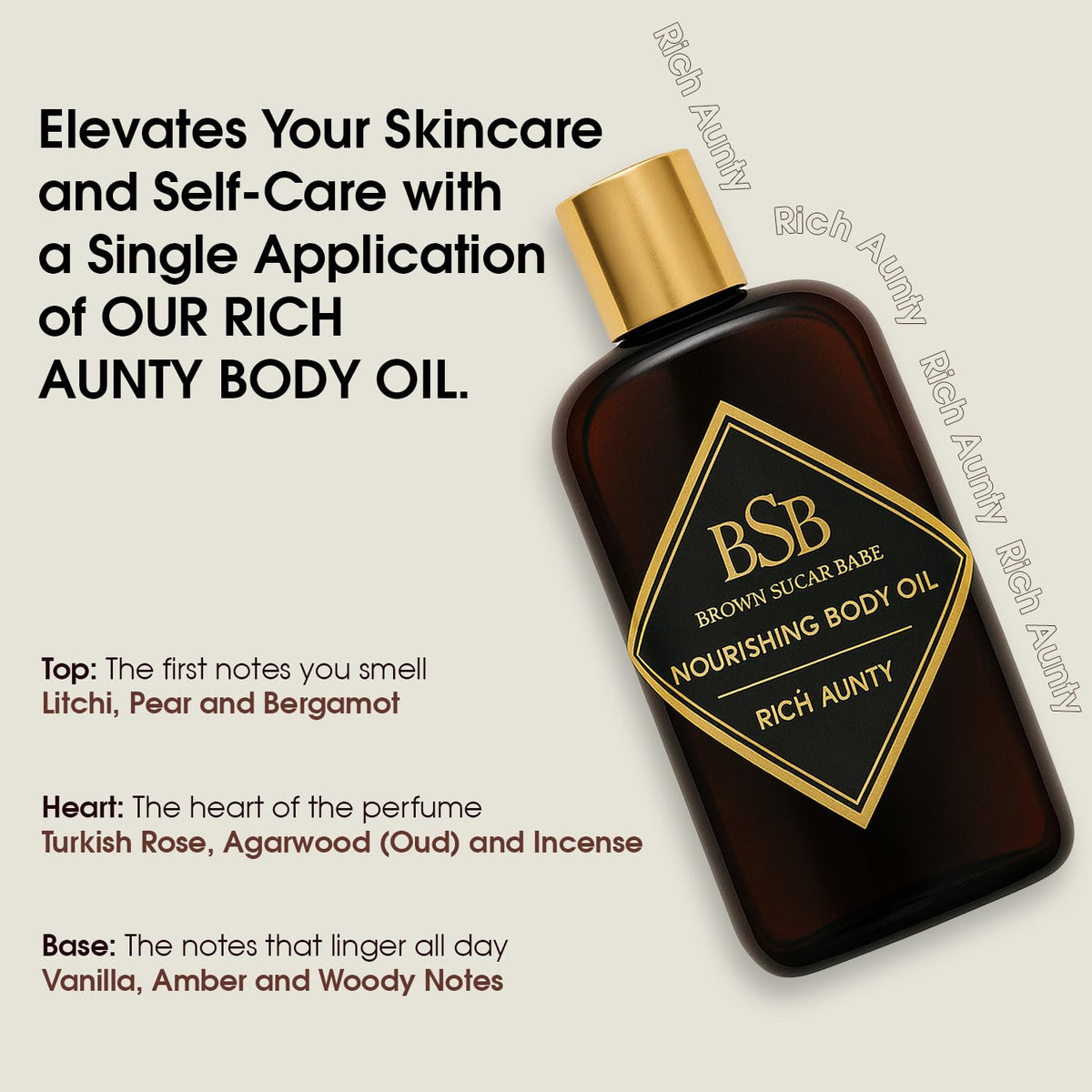 Brown Sugar Babe oil texture drop on skin demonstrating quick absorption and silky finish