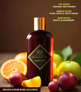 Brown Sugar Babe oil texture close‑up highlighting silky absorption benefit