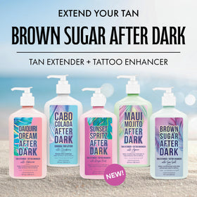 Brown Sugar bottle on beach towel evoking tropical rainforest scent