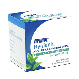 Bruder front box packaging showing 30 individually wrapped eyelid wipes for convenient hygiene