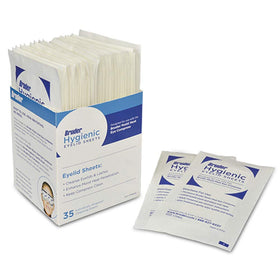 Bruder front packaging of 35 eyelid micro fine sheets showing compact travel-ready pack and convenience