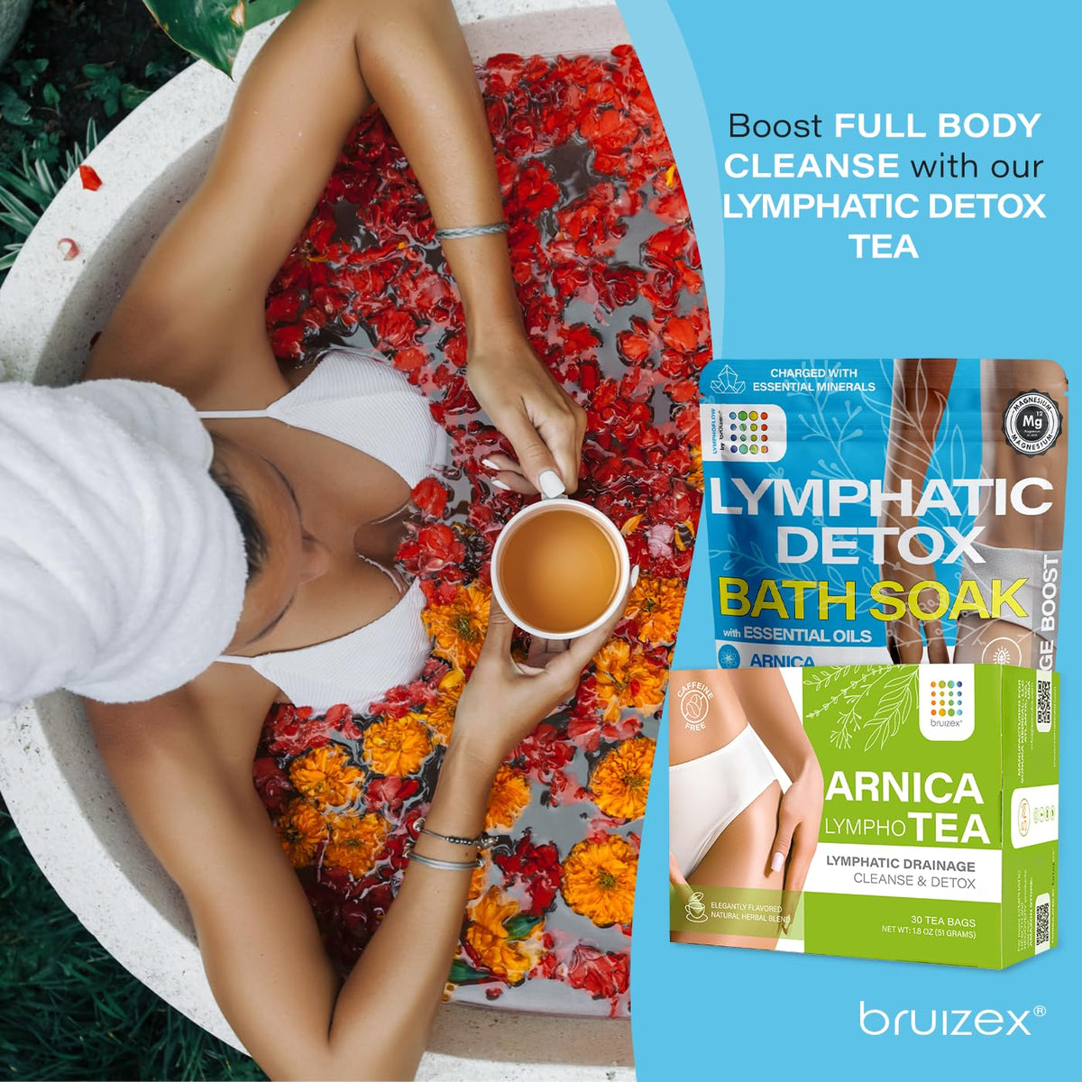 Bruizex in a bathtub setting illustrating calming aroma and spa-like relaxation