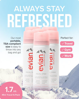 BRUMISATEUR Evian close-up of nozzle creating fine mist for even hydration