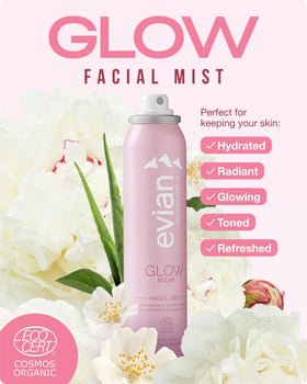 BRUMISATEUR Evian Glow fine mist close-up dispersing evenly for instant hydration