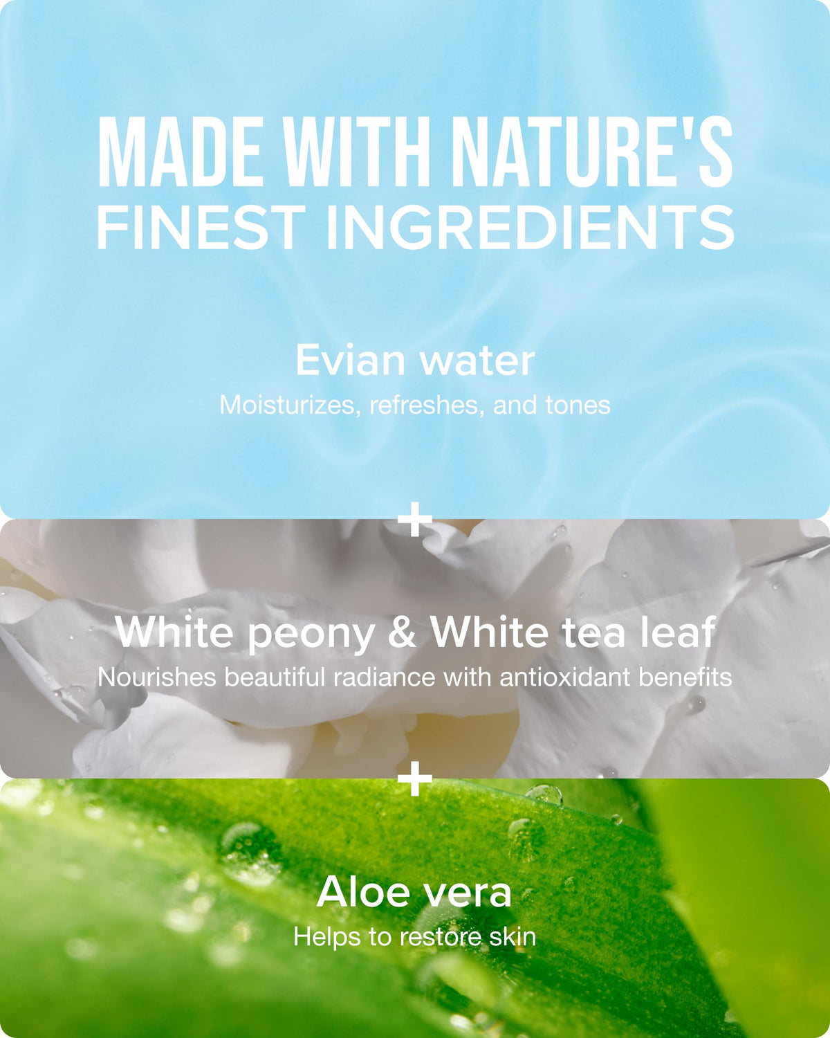 BRUMISATEUR Evian Glow clear droplet on skin showing lightweight, non-greasy texture