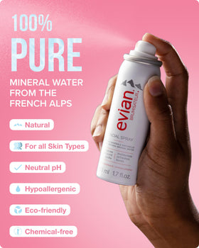 BRUMISATEUR Evian alongside makeup kit to blend and set cosmetics gently