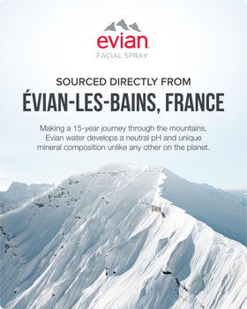 BRUMISATEUR Evian bottle inside travel pouch showing portability and convenience benefit