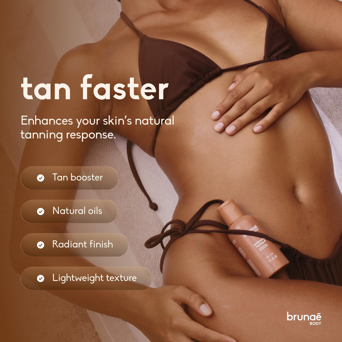 Brunae Body back label with ingredients list and transparency benefit