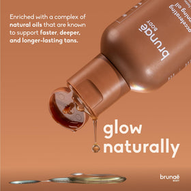 Brunae Body applied on skin at the beach for faster, deeper tanning benefit