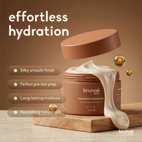 Brunae Body lotion texture close-up showing creamy hydration