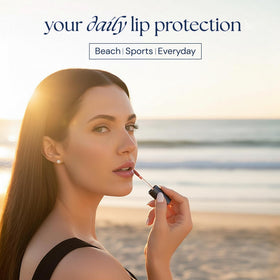 Brush On Block applied outdoors on lips demonstrating SPF protection while active outside