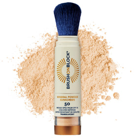 Brush On Block front packaging showing SPF and brush for easy protection
