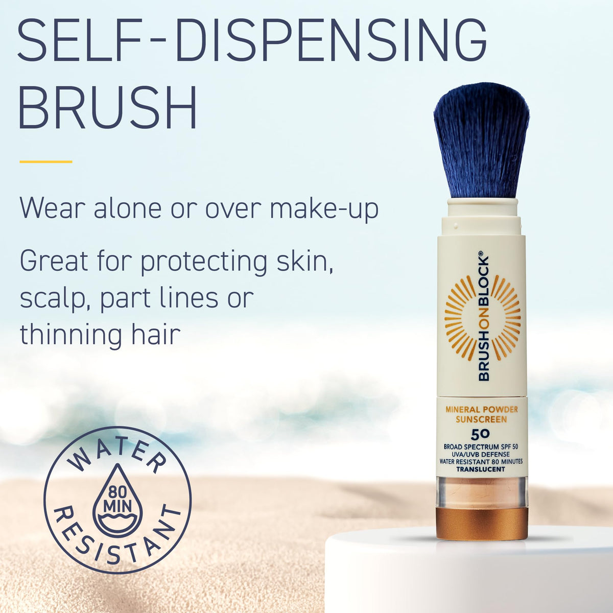 Brush On Block powder texture close-up highlighting sheer finish benefit