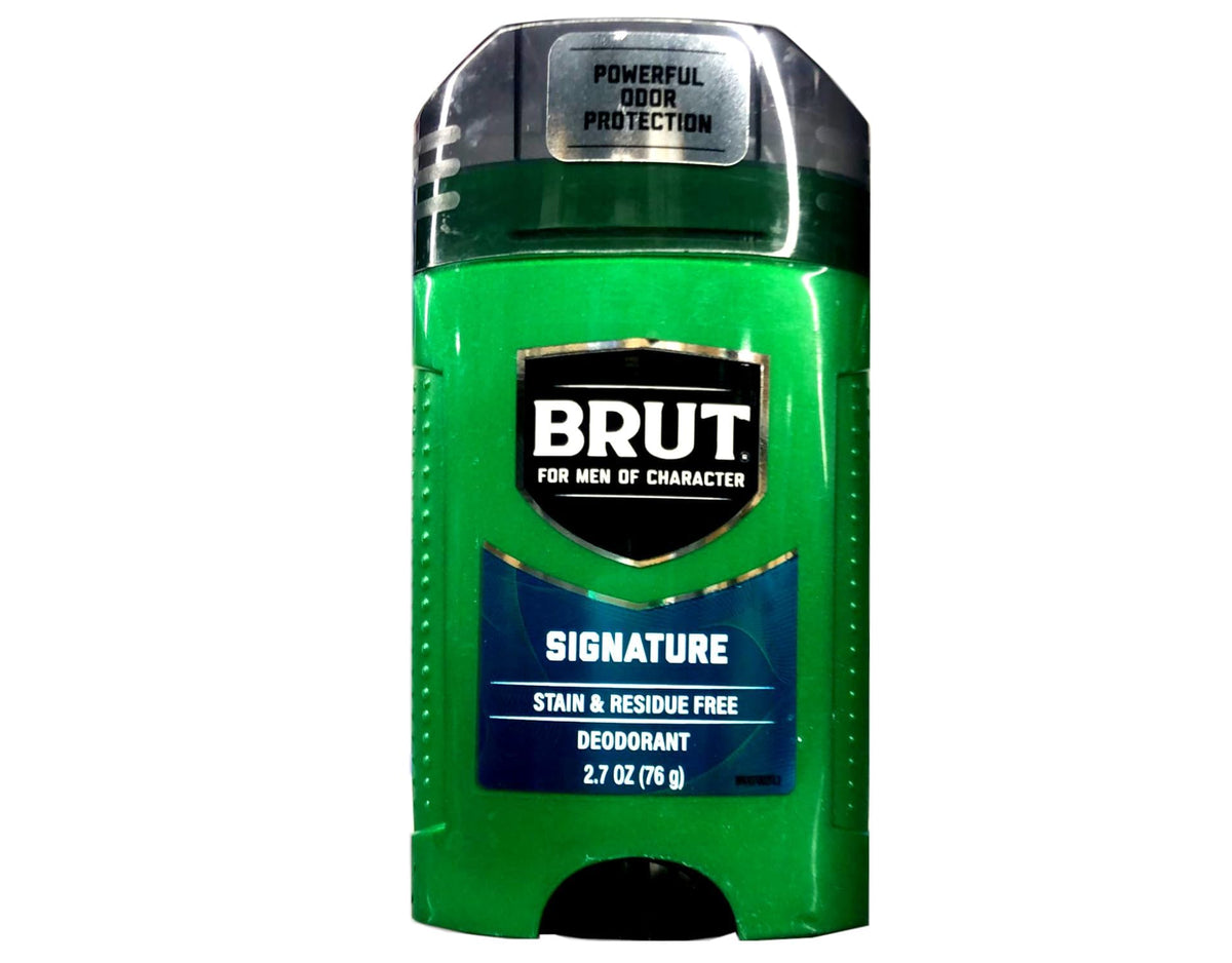 Brut close-up of cap and nozzle highlighting secure closure and quick use
