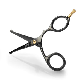 BRV MEN front view of black rounded-tip scissors showing sleek finish and durable build