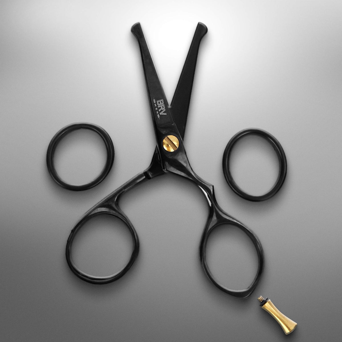 BRV MEN scissors packed in toiletry pouch ready for travel convenience