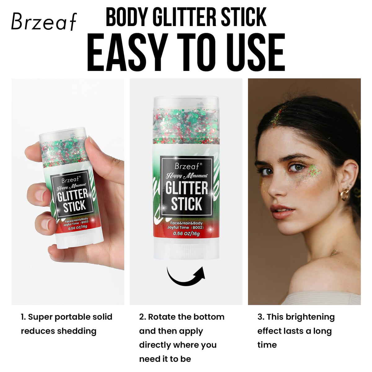 Brzeaf model at a festival wearing glitter for eye-catching concert and rave looks