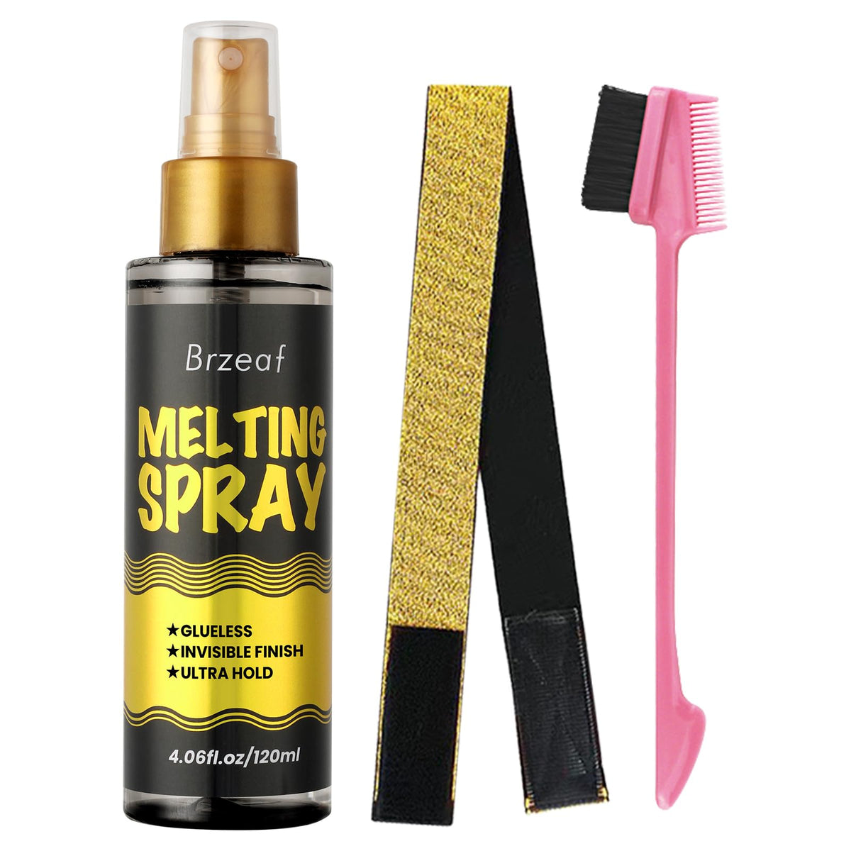 Brzeaf front packaging showing lace melting spray 120ml for secure hold