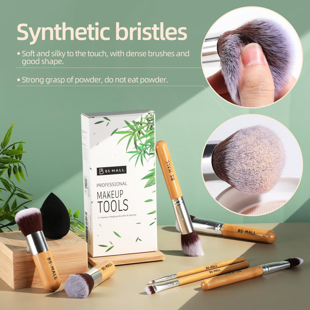 BS-MALL applying foundation with brush for even coverage and quick blending
