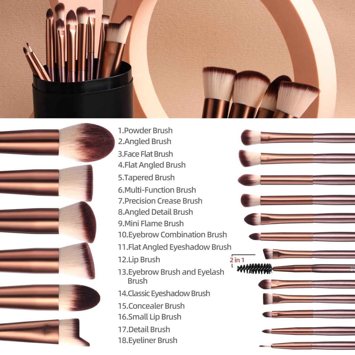 BS-MALL close-up of synthetic bristles showing soft texture for smooth blends